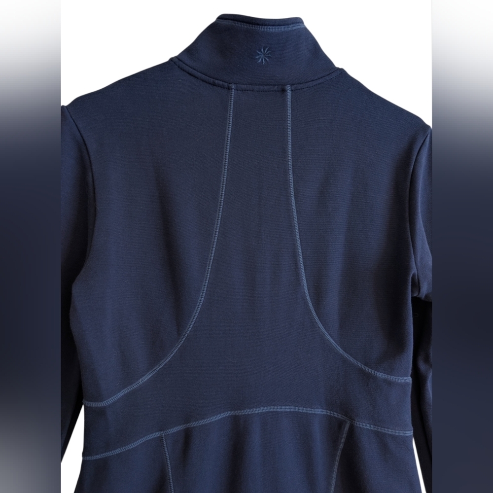 Athleta Mock Neck Zipper Dress Navy Blue Size Medium Athleisure Long Sleeve - Picture 4 of 6